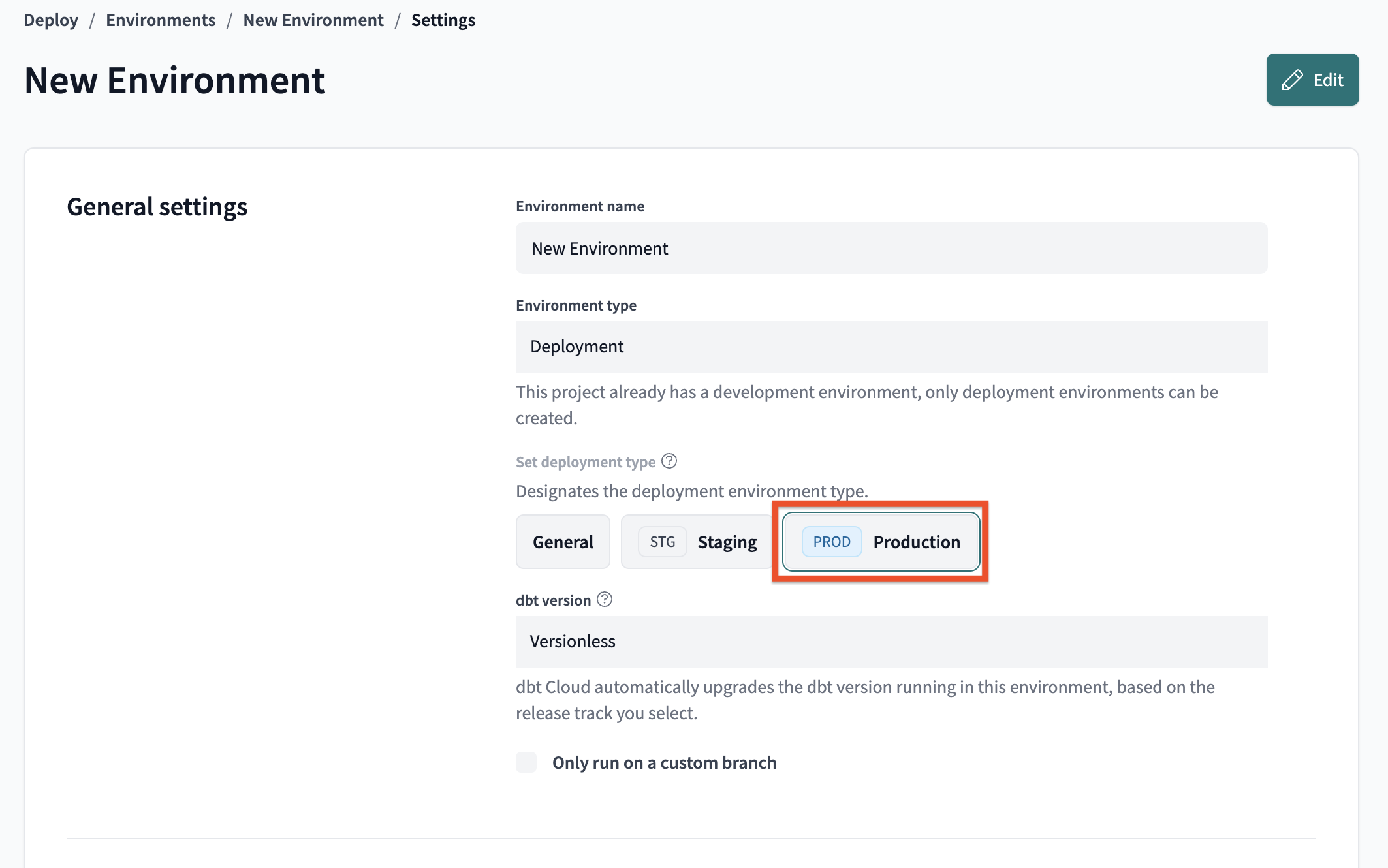 Set your production environment as the default environment in your Environment Settings